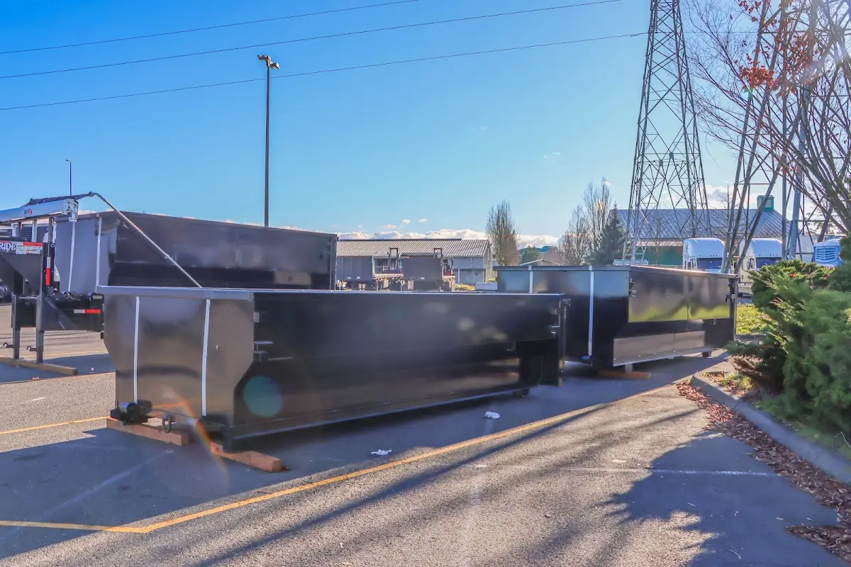 Roll-off dumpster ready for waste disposal at job site for Roofing Dumpster Rental in High Point